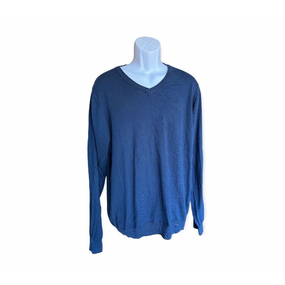 Mens American Rag Blue Lightweight V Neck Pullover Sweater - Sz L